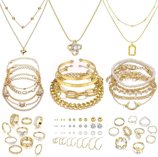 IFKM 36 PCS Gold Plated Jewelry Set