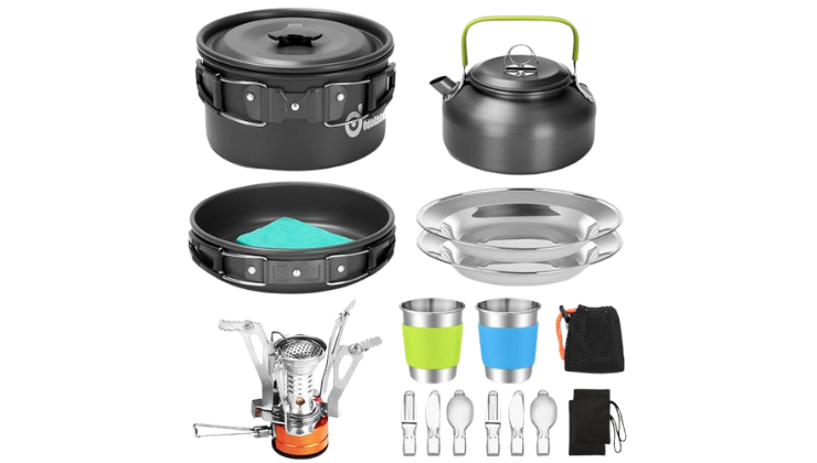 Odoland 16pcs Camping Cookware Set