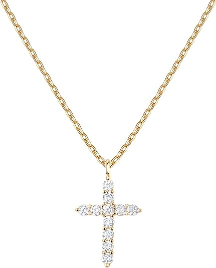 PAVOI 14K Gold Plated Cross Necklace for Women